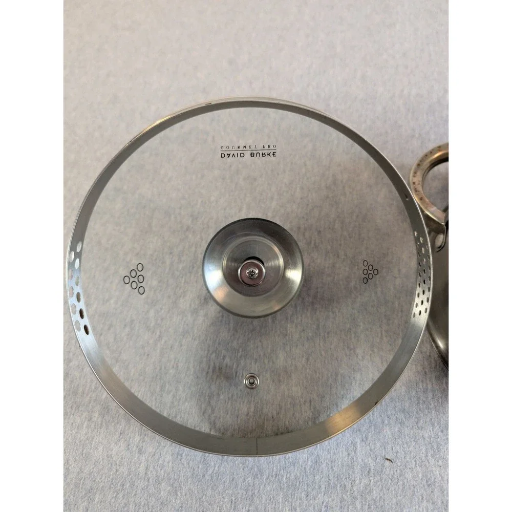 David Burke Gourmet Pro Stainless Steel Stockpot 3.3 Qt Glass Lid Double Handle